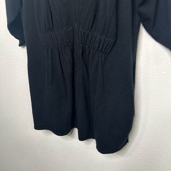 Moth Anthropologie Black Full Zip Wool Angora Short Sleeve Cardigan Size XL - Picture 3 of 13